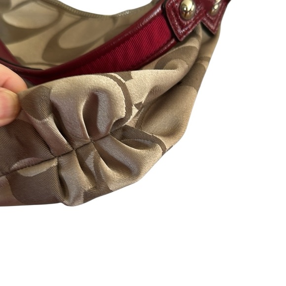 Coach Tan  and Red Y2K Poppy Mini Bag with Signature Style Vintage - Picture 10 of 10